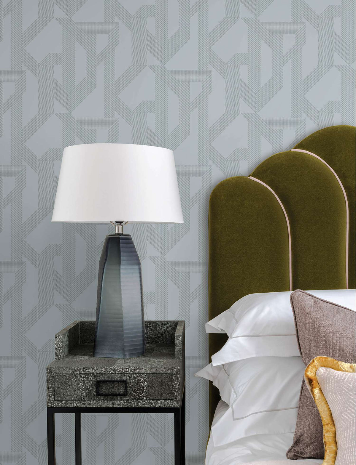 A-Street Prints Moderne Deco Franz Geometric Wallpaper - Light Blue