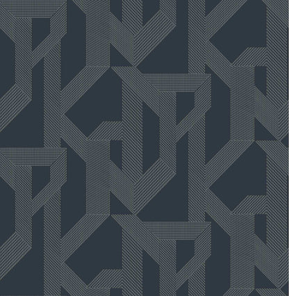 A-Street Prints Moderne Deco Franz Wallpaper Sample - Navy