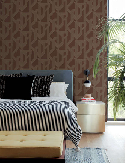 A-Street Prints Moderne Deco Franz Wallpaper Sample - Maroon