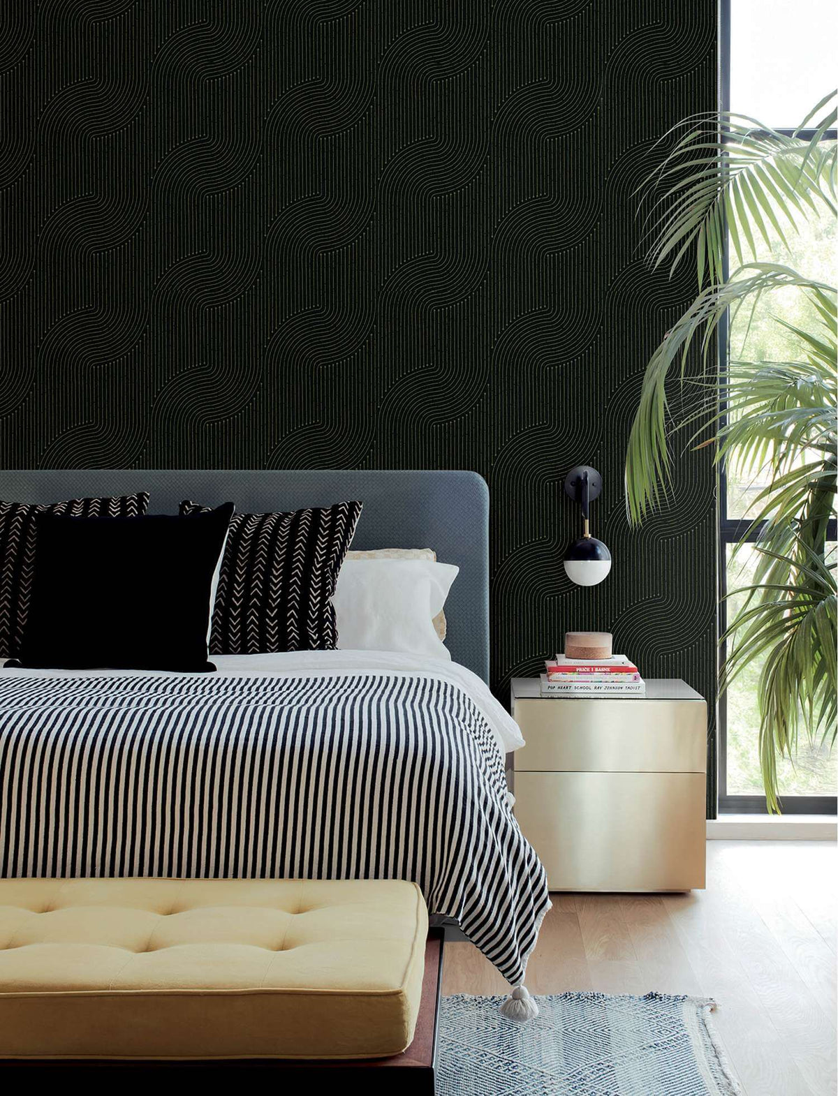 A-Street Prints Moderne Deco Braddock Wallpaper Sample - Black