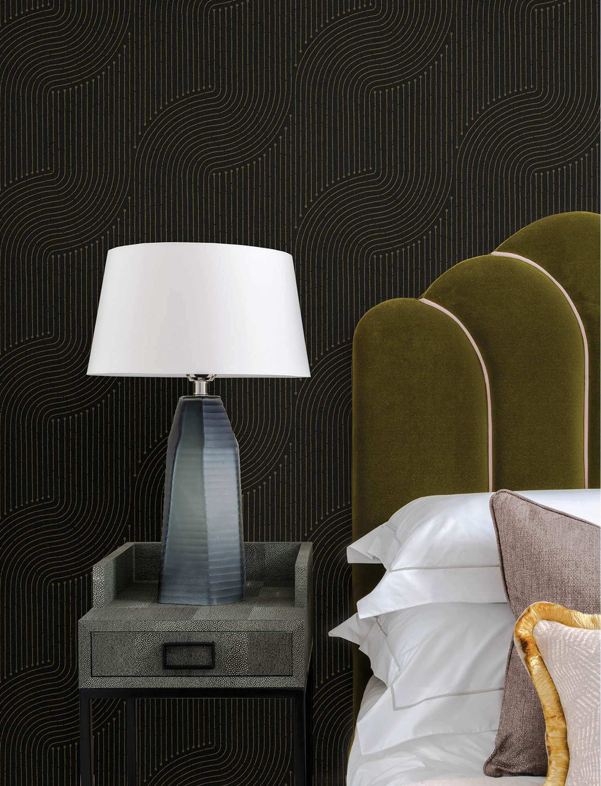 A-Street Prints Moderne Deco Braddock Wallpaper Sample - Black