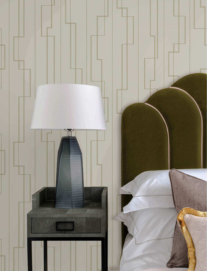 A-Street Prints Moderne Deco Anson Wallpaper - Taupe
