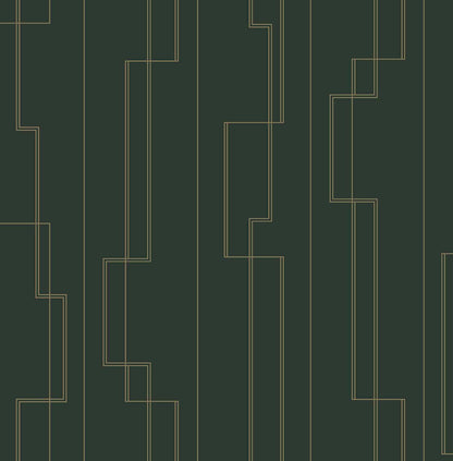 A-Street Prints Moderne Deco Anson Wallpaper - Evergreen