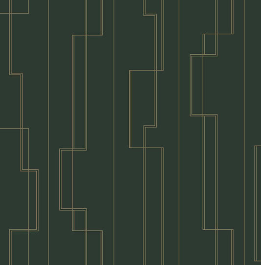 A-Street Prints Moderne Deco Anson Wallpaper - Evergreen