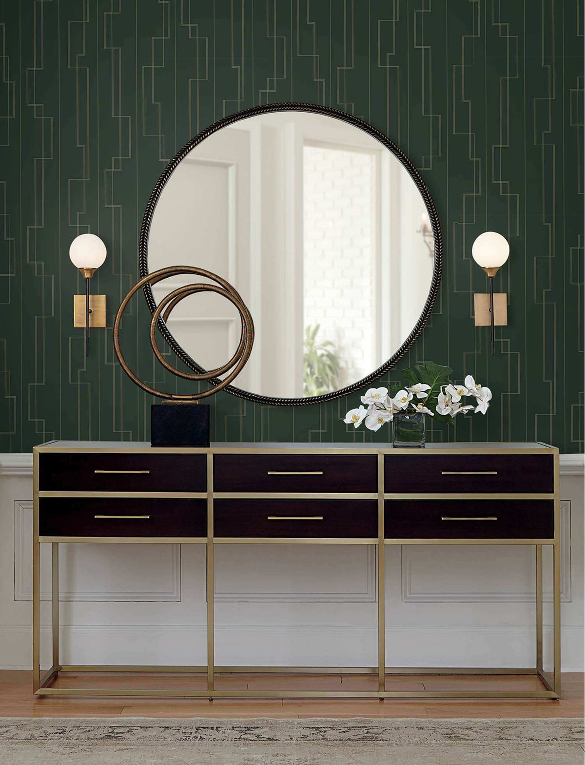 A-Street Prints Moderne Deco Anson Wallpaper - Evergreen