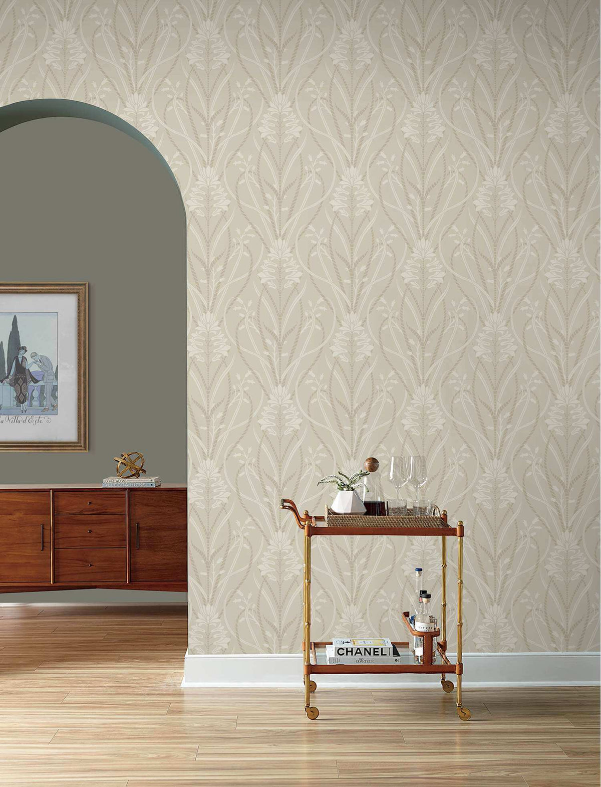 A-Street Prints Moderne Deco Rosalind Wallpaper - Dove