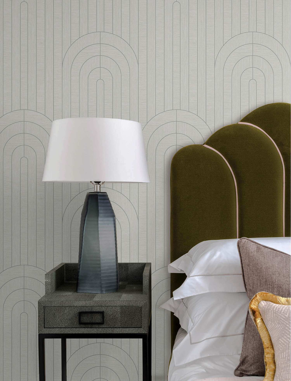 A-Street Prints Moderne Deco Declan Arches Wallpaper - Dove