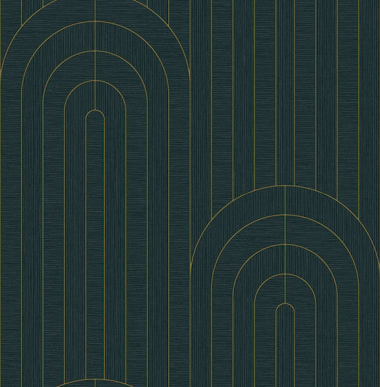 A-Street Prints Moderne Deco Declan Arches Wallpaper - Teal