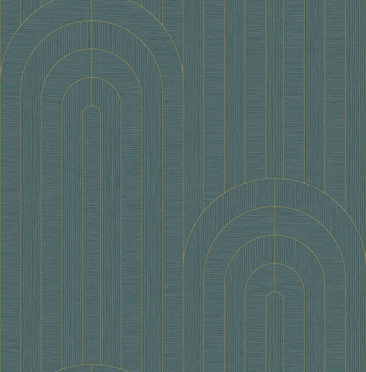 A-Street Prints Moderne Deco Declan Arches Wallpaper - Turquoise