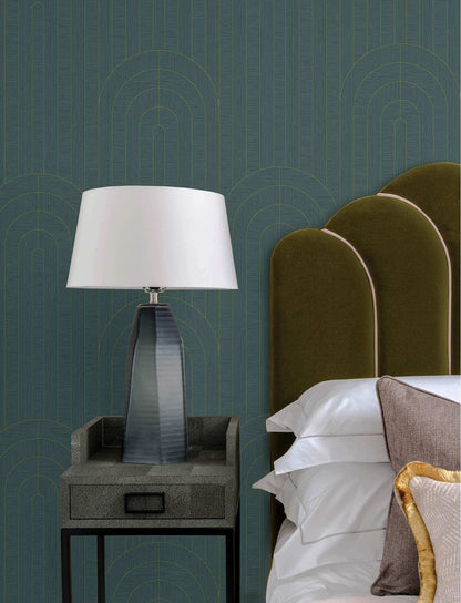 A-Street Prints Moderne Deco Declan Wallpaper Sample - Turquoise