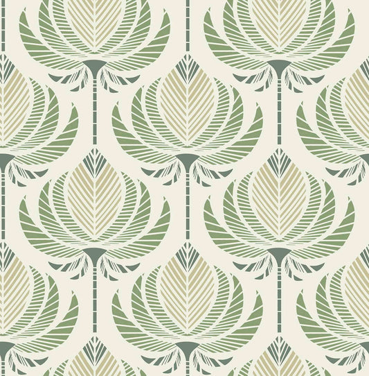 A-Street Prints Moderne Deco Ferrenby Fan Wallpaper - Green