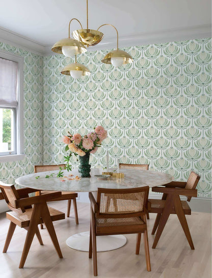 A-Street Prints Moderne Deco Ferrenby Wallpaper Sample - Green