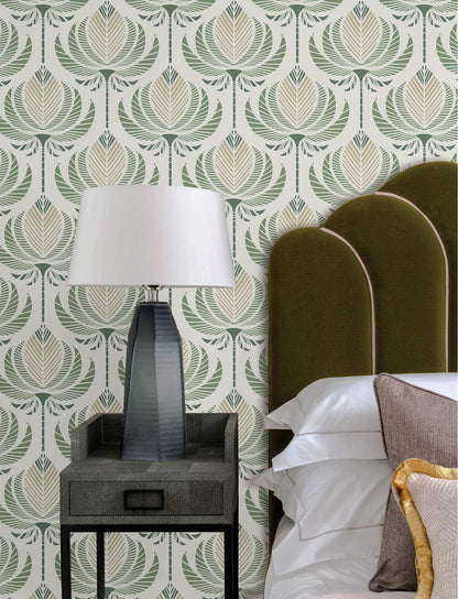 A-Street Prints Moderne Deco Ferrenby Wallpaper Sample - Green