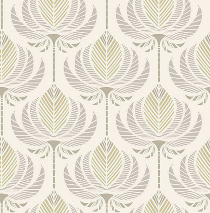 A-Street Prints Moderne Deco Ferrenby Fan Wallpaper - Metallic