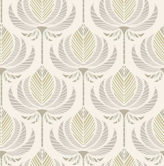 A-Street Prints Moderne Deco Ferrenby Fan Wallpaper - Metallic