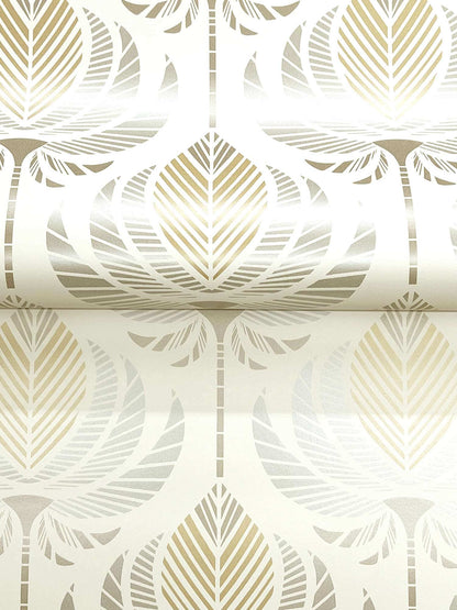 A-Street Prints Moderne Deco Ferrenby Fan Wallpaper - Metallic