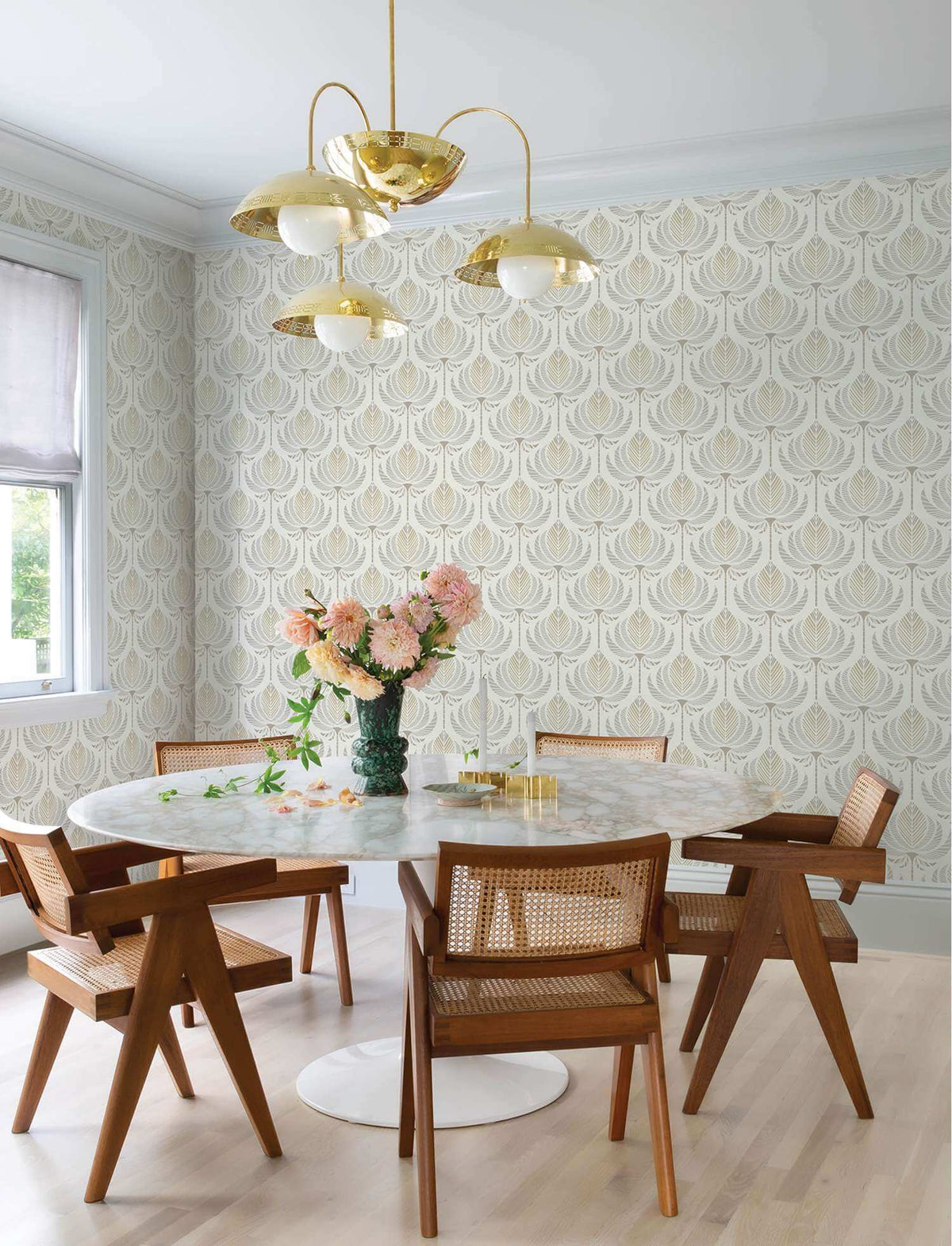 A-Street Prints Moderne Deco Ferrenby Fan Wallpaper - Metallic