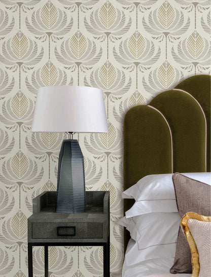 A-Street Prints Moderne Deco Ferrenby Fan Wallpaper - Metallic