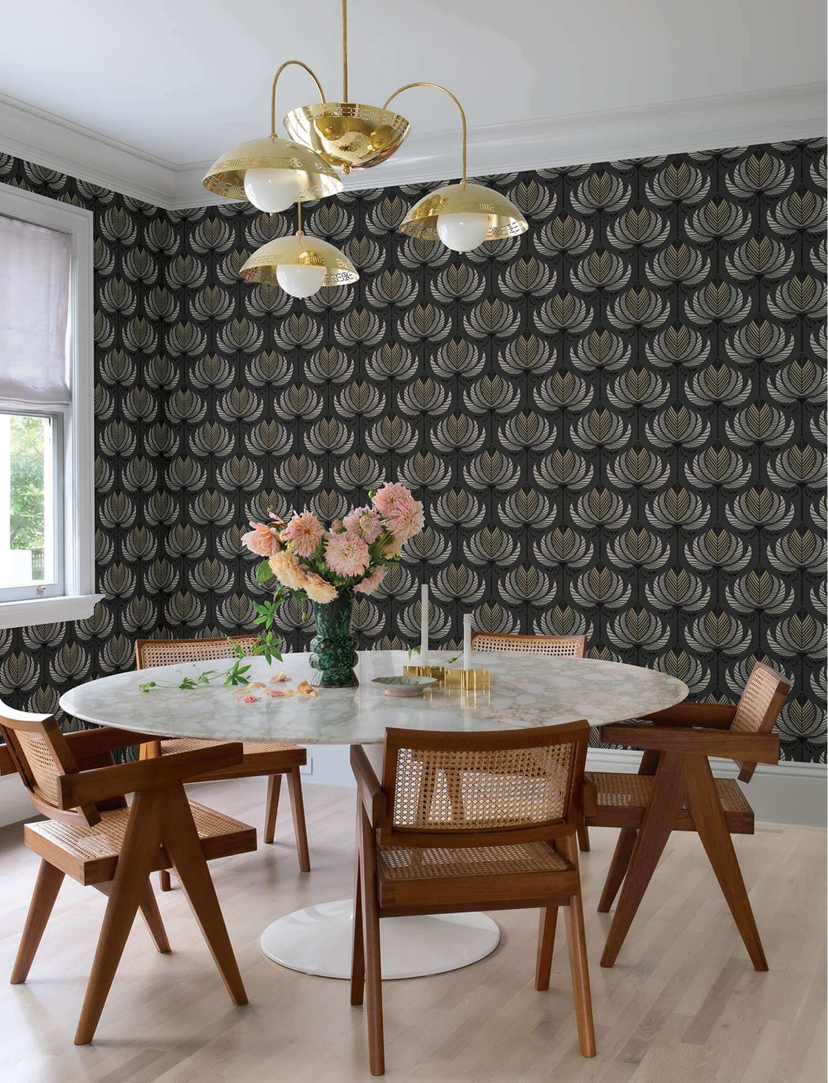 A-Street Prints Moderne Deco Ferrenby Fan Wallpaper - Black