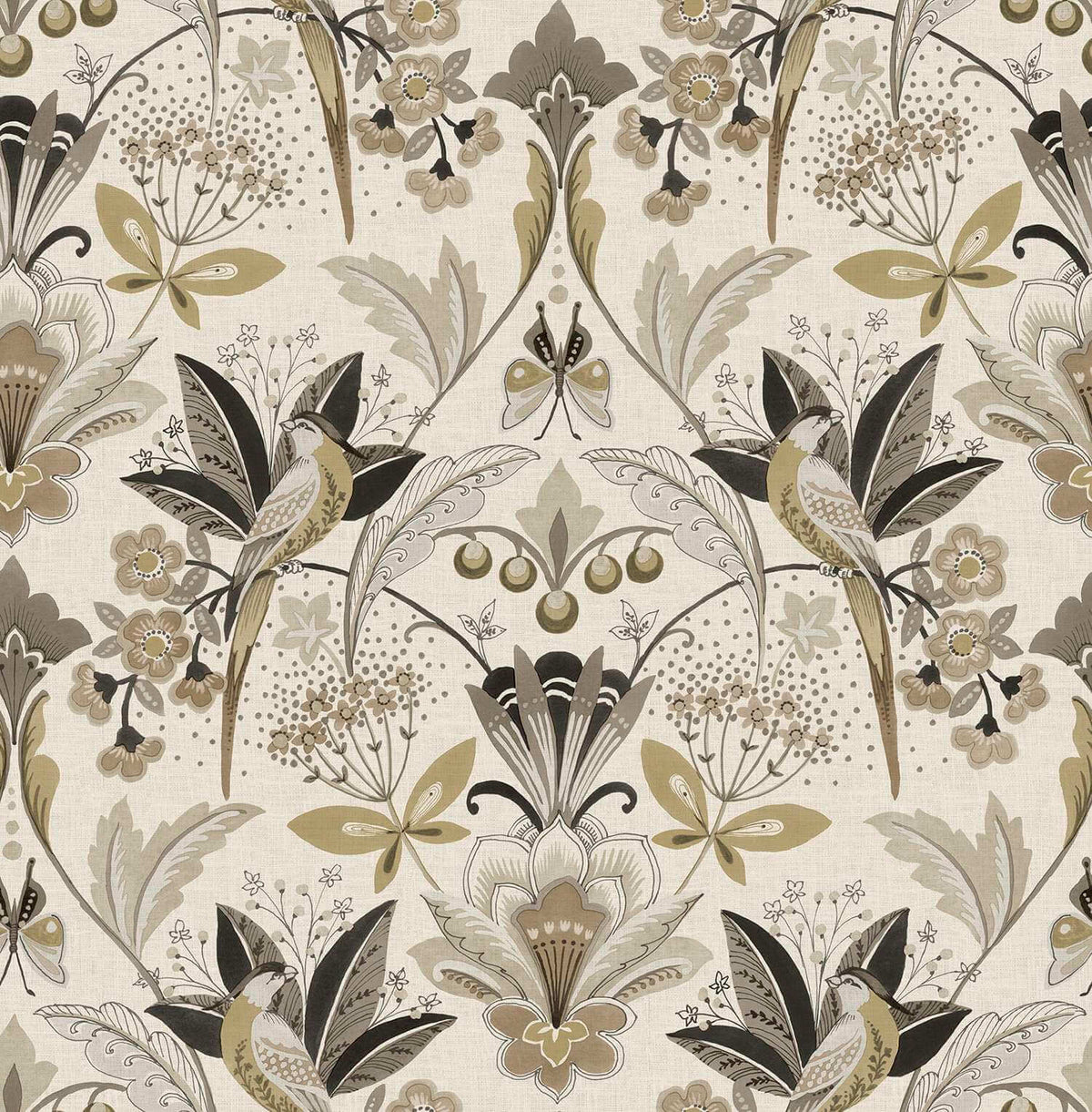 A-Street Prints Moderne Deco Bernadette Garden Wallpaper - Black
