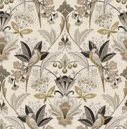 A-Street Prints Moderne Deco Bernadette Garden Wallpaper - Black