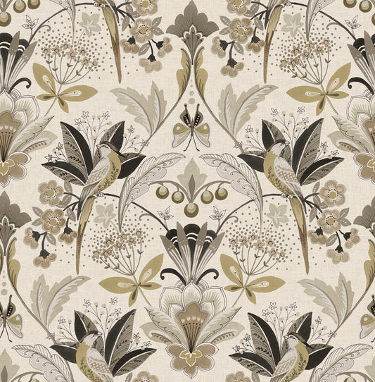 A-Street Prints Moderne Deco Bernadette Garden Wallpaper - Black
