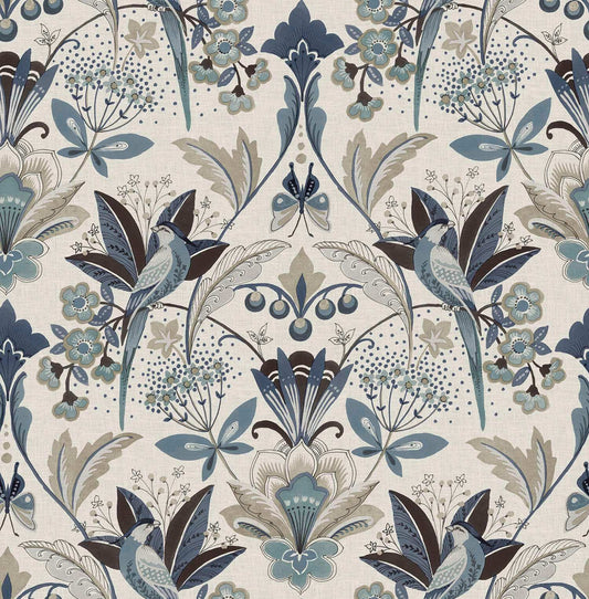 A-Street Prints Moderne Deco Bernadette Garden Wallpaper - Blue