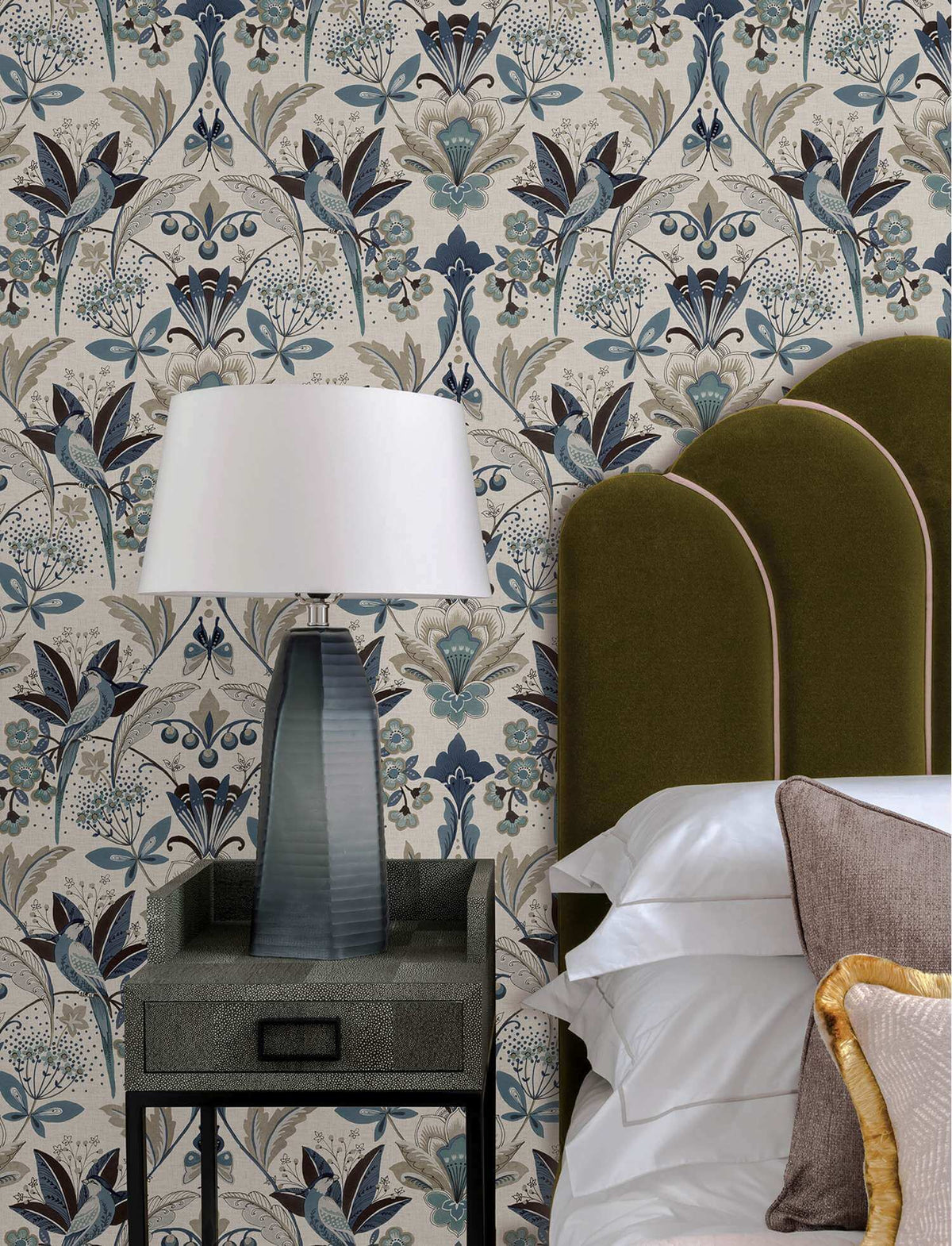 A-Street Prints Moderne Deco Bernadette Wallpaper Sample - Blue