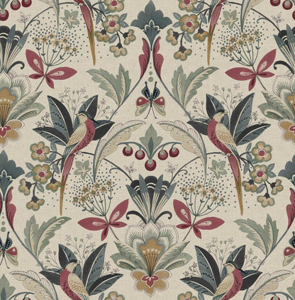 A-Street Prints Moderne Deco Bernadette Garden Wallpaper - Merlot