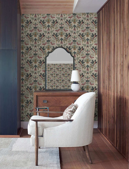 A-Street Prints Moderne Deco Bernadette Garden Wallpaper - Merlot