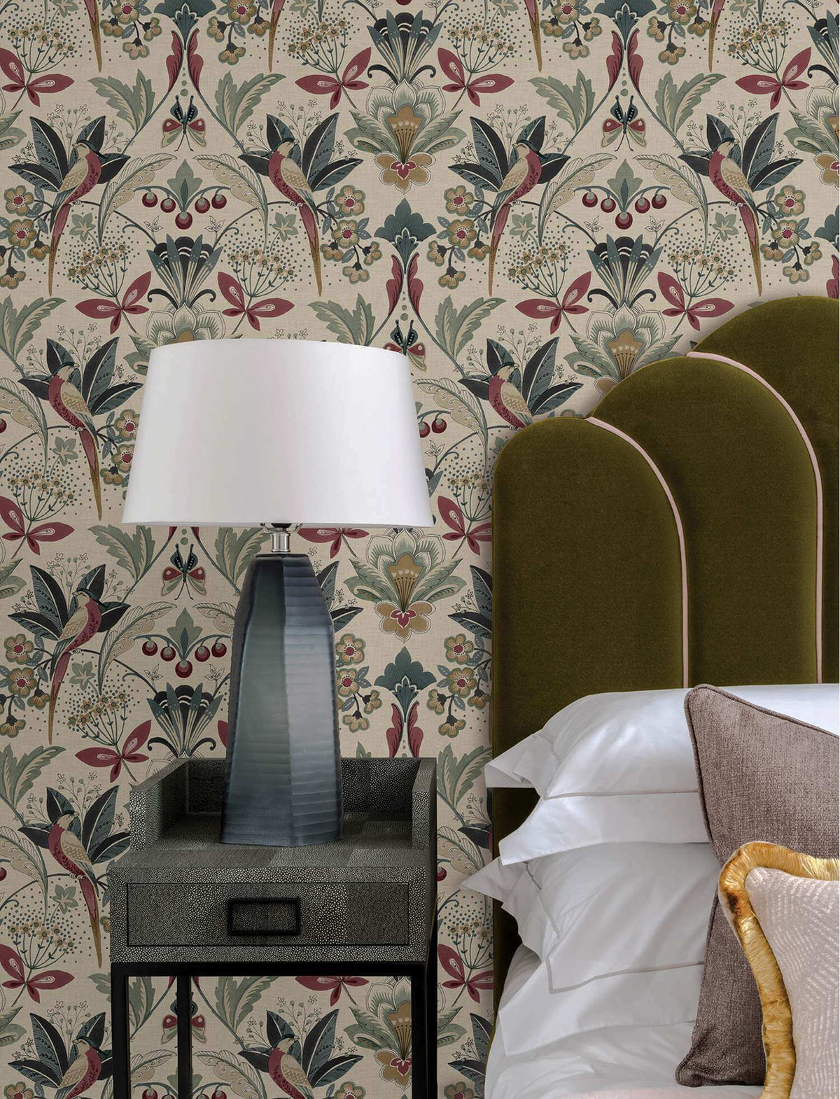 A-Street Prints Moderne Deco Bernadette Garden Wallpaper - Merlot