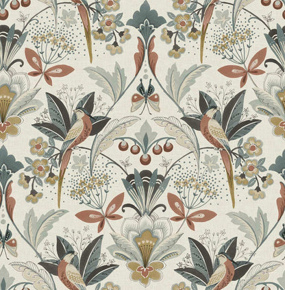A-Street Prints Moderne Deco Bernadette Garden Wallpaper - Rose