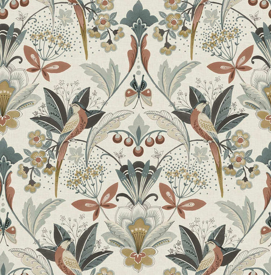 A-Street Prints Moderne Deco Bernadette Garden Wallpaper - Rose