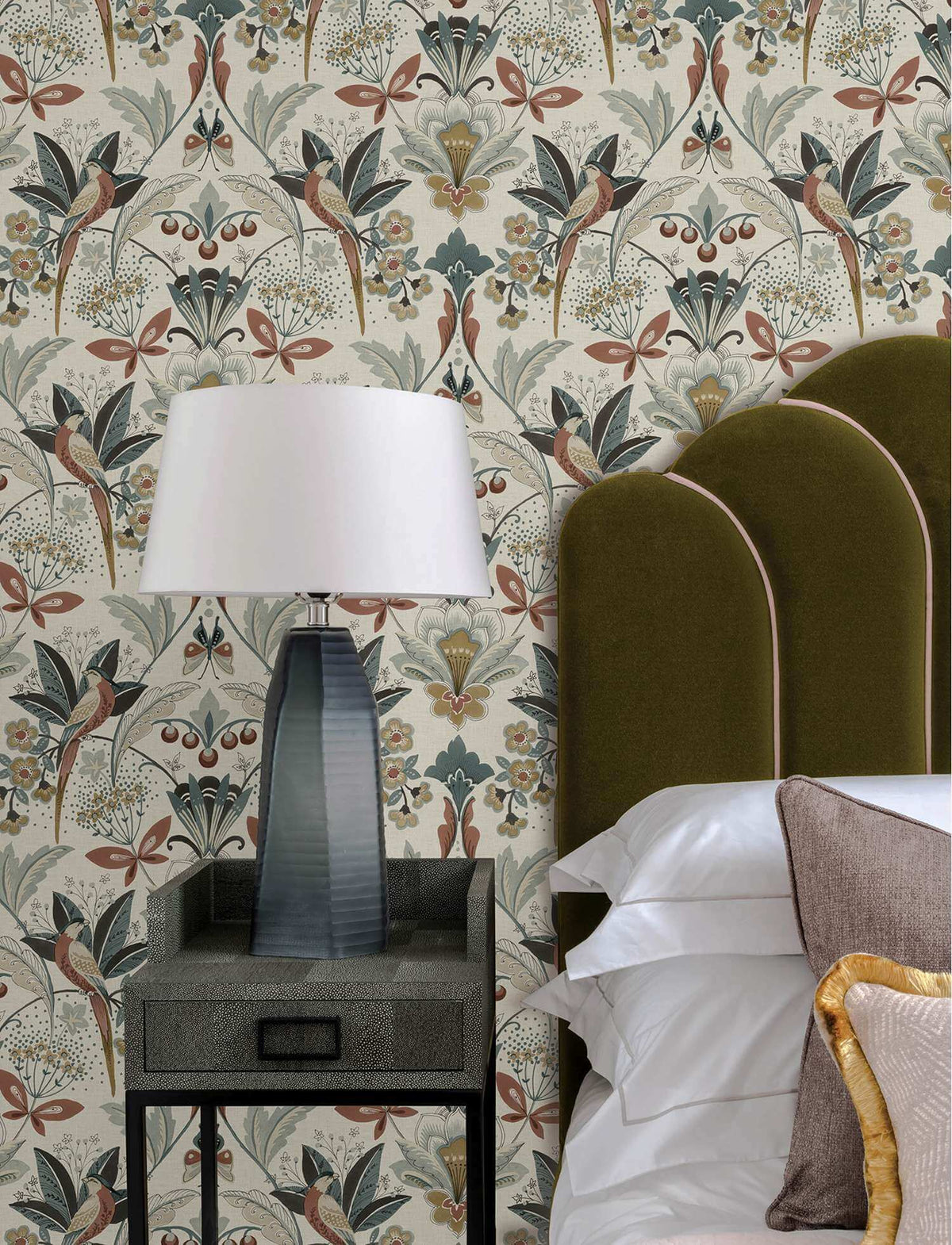 A-Street Prints Moderne Deco Bernadette Garden Wallpaper - Rose