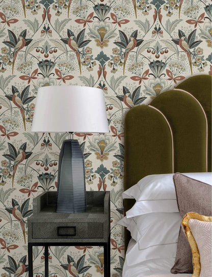 A-Street Prints Moderne Deco Bernadette Garden Wallpaper - Rose