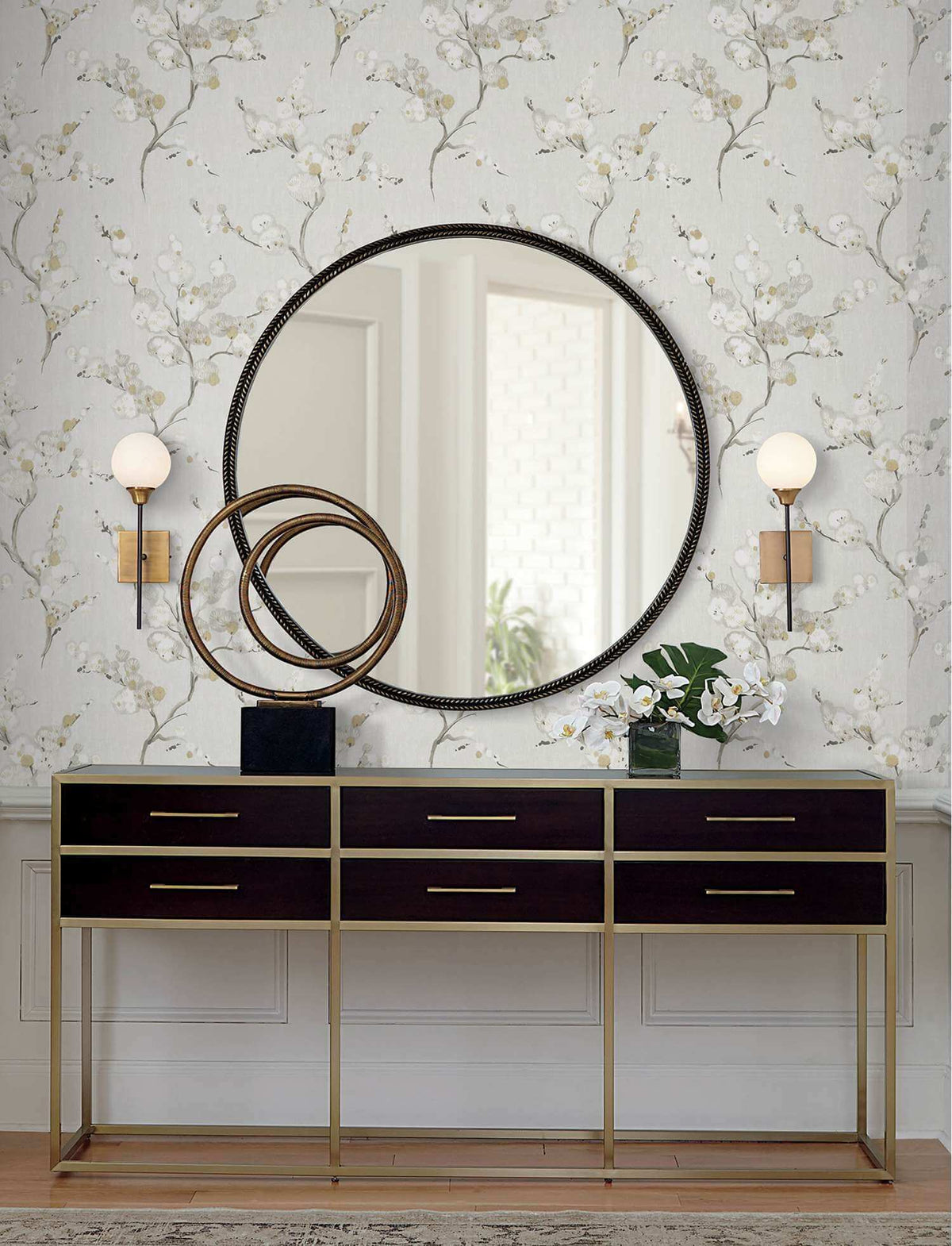 A-Street Prints Moderne Deco Bliss Blossom Wallpaper - Honey