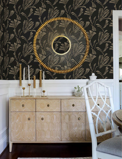A-Street Prints Moderne Deco Ermine Wallpaper Sample - Black