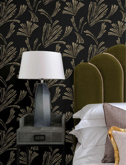 A-Street Prints Moderne Deco Ermine Wallpaper Sample - Black