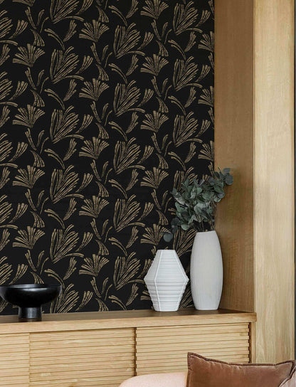 A-Street Prints Moderne Deco Ermine Wallpaper Sample - Black