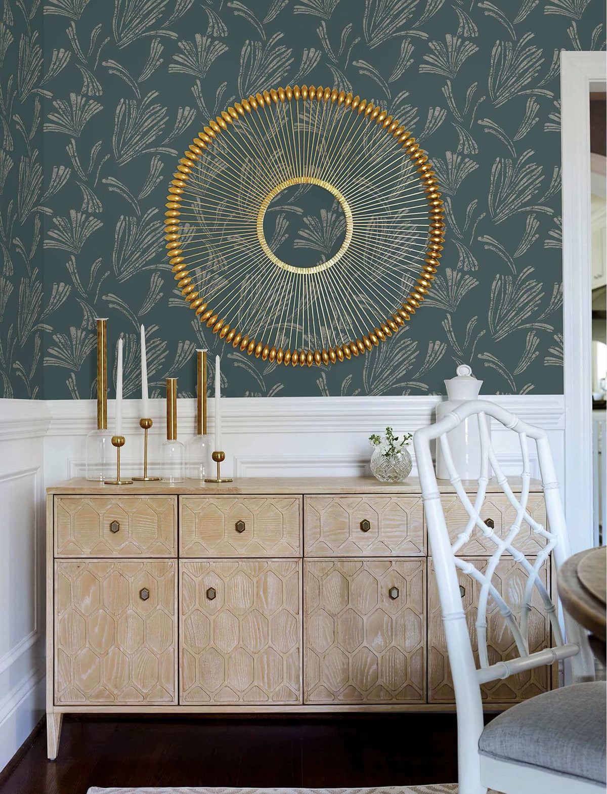 A-Street Prints Moderne Deco Ermine Wallpaper Sample - Teal