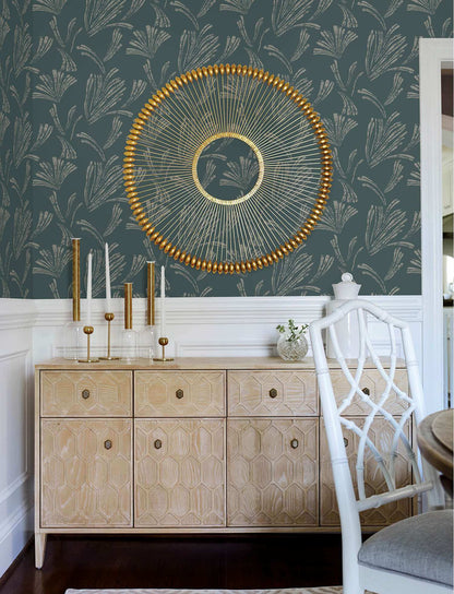 A-Street Prints Moderne Deco Ermine Wallpaper Sample - Teal