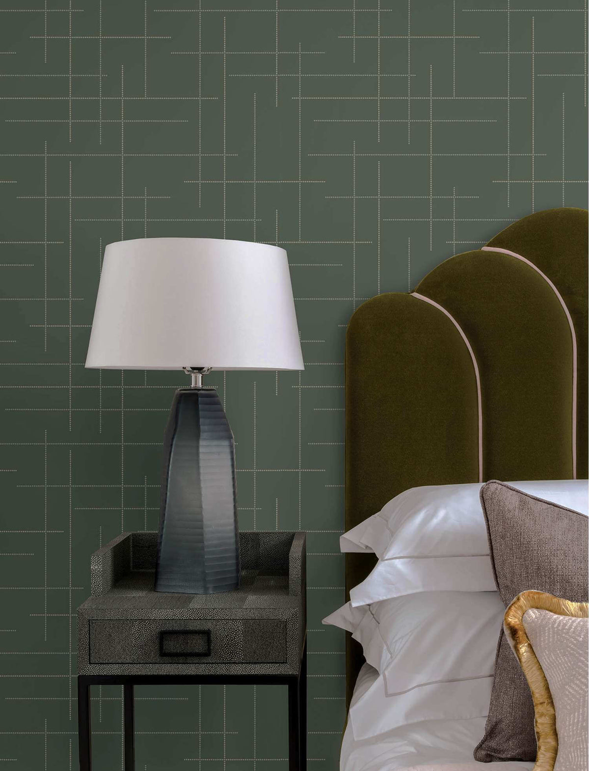 A-Street Prints Moderne Deco Wylie Wallpaper - Moss