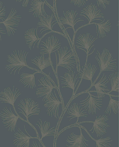 A-Street Prints Moderne Deco Kismine Botanical Wallpaper - Slate