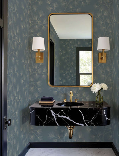 A-Street Prints Moderne Deco Kismine Botanical Wallpaper - Slate