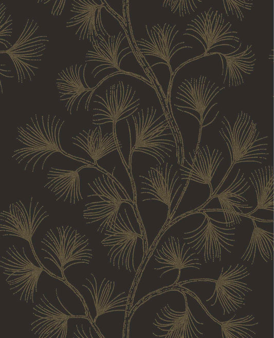 A-Street Prints Moderne Deco Kismine Botanical Wallpaper - Black