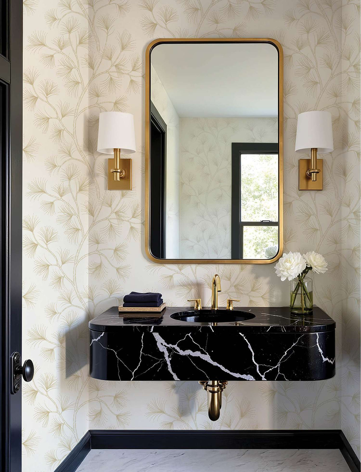 A-Street Prints Moderne Deco Kismine Botanical Wallpaper - Gold