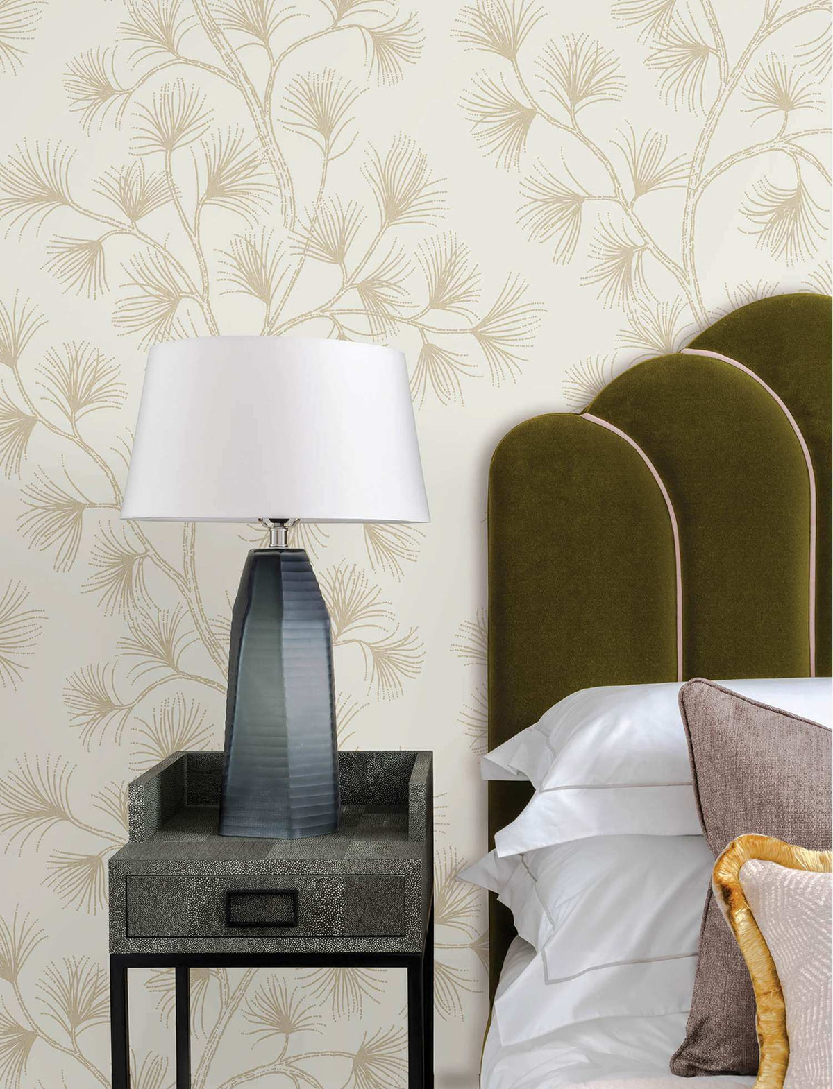 A-Street Prints Moderne Deco Kismine Botanical Wallpaper - Gold