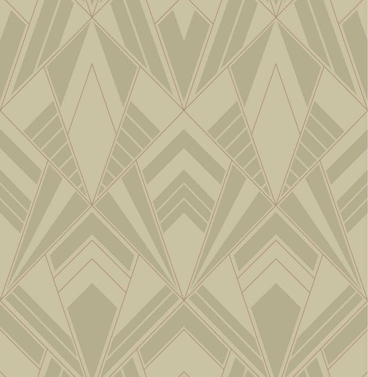 A-Street Prints Moderne Deco Allenby Flocked Wallpaper - Khaki