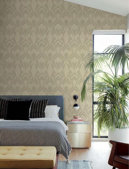 A-Street Prints Moderne Deco Allenby Wallpaper Sample - Khaki