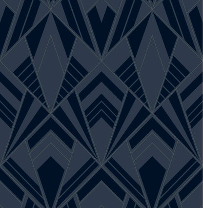A-Street Prints Moderne Deco Allenby Wallpaper Sample - Indigo